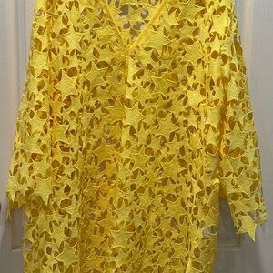 Anthropologie Yellow Star Pattern Swim Coverup